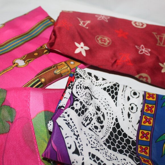 6 Silk Some Hand Rolled Vibrant Designer Look Scarfs Scarves - Picture 3 of 13